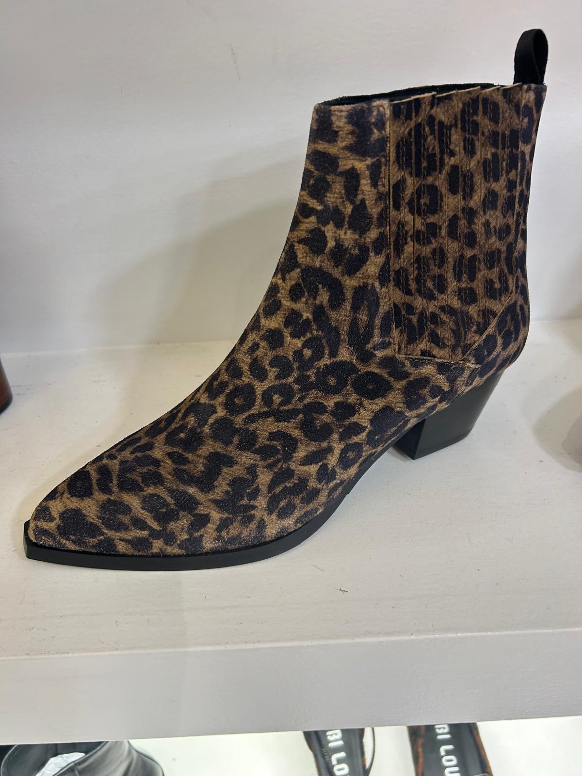 Jane Galland SALLY Leopard print Leather Ankle Boots Shoes
