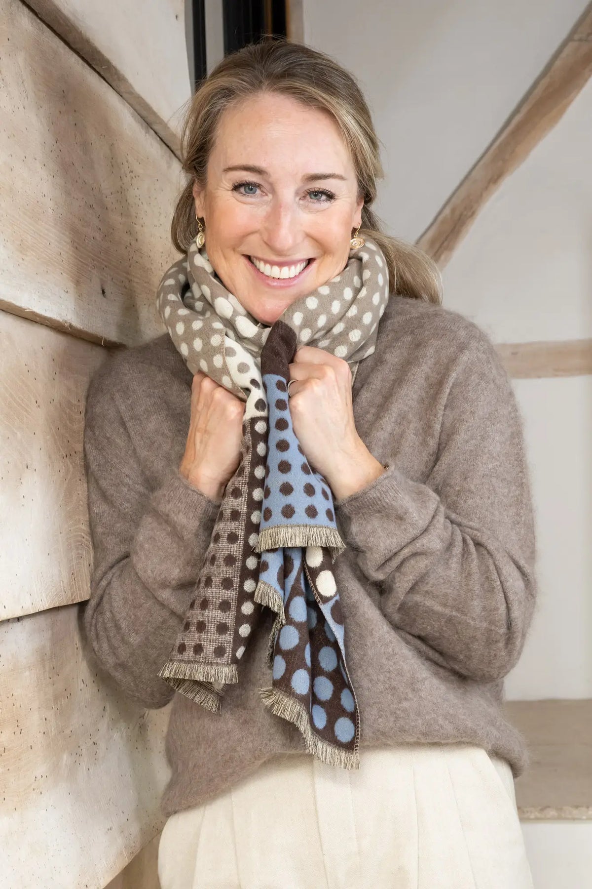Loxley Scarf in Chocolate/Sky