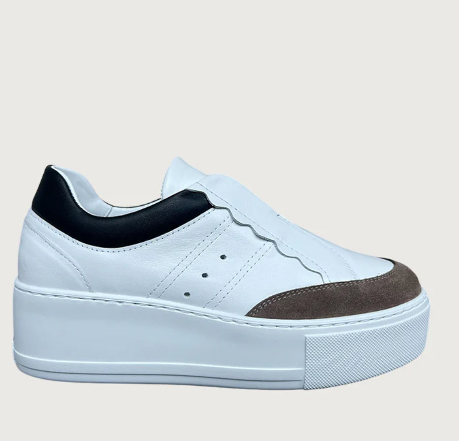 JANE GALLAND White scalloped Platform trainers shoes