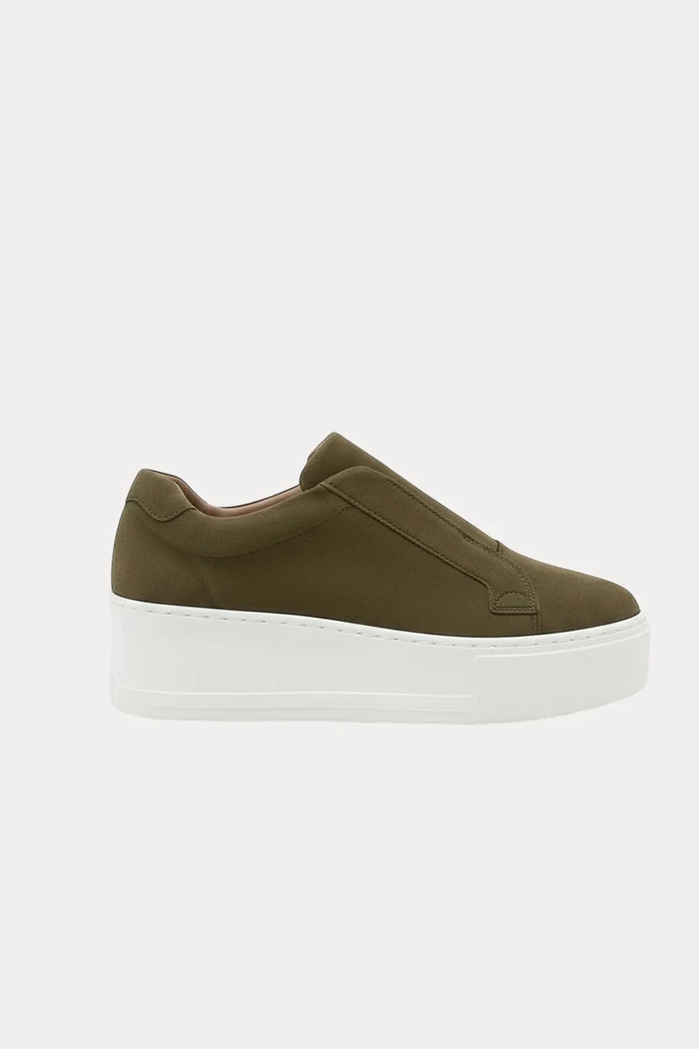 Jane Galland Marie Khaki Suede Flatform Trainers