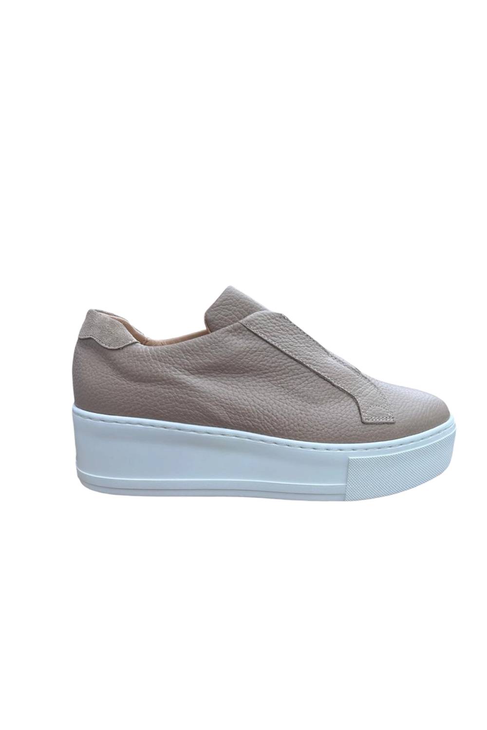 Jane Galland MARIE Taupe Leather Flatform Trainers