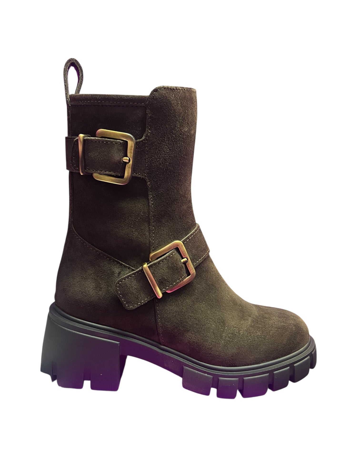 Jane Galland biker boots brown maronne shoes