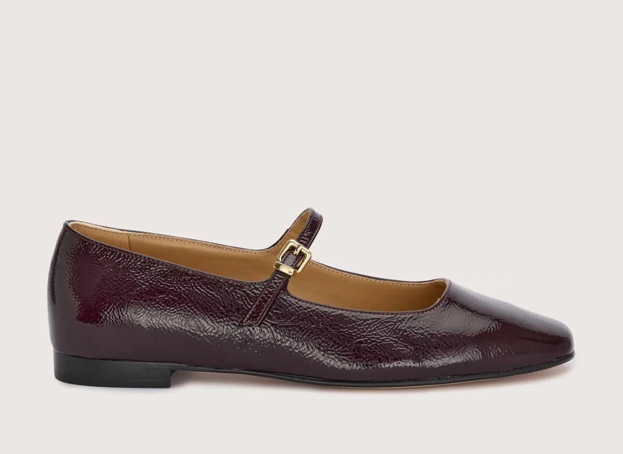 Jane Galland HELENE Bordeaux Leather Mary Jane Shoes