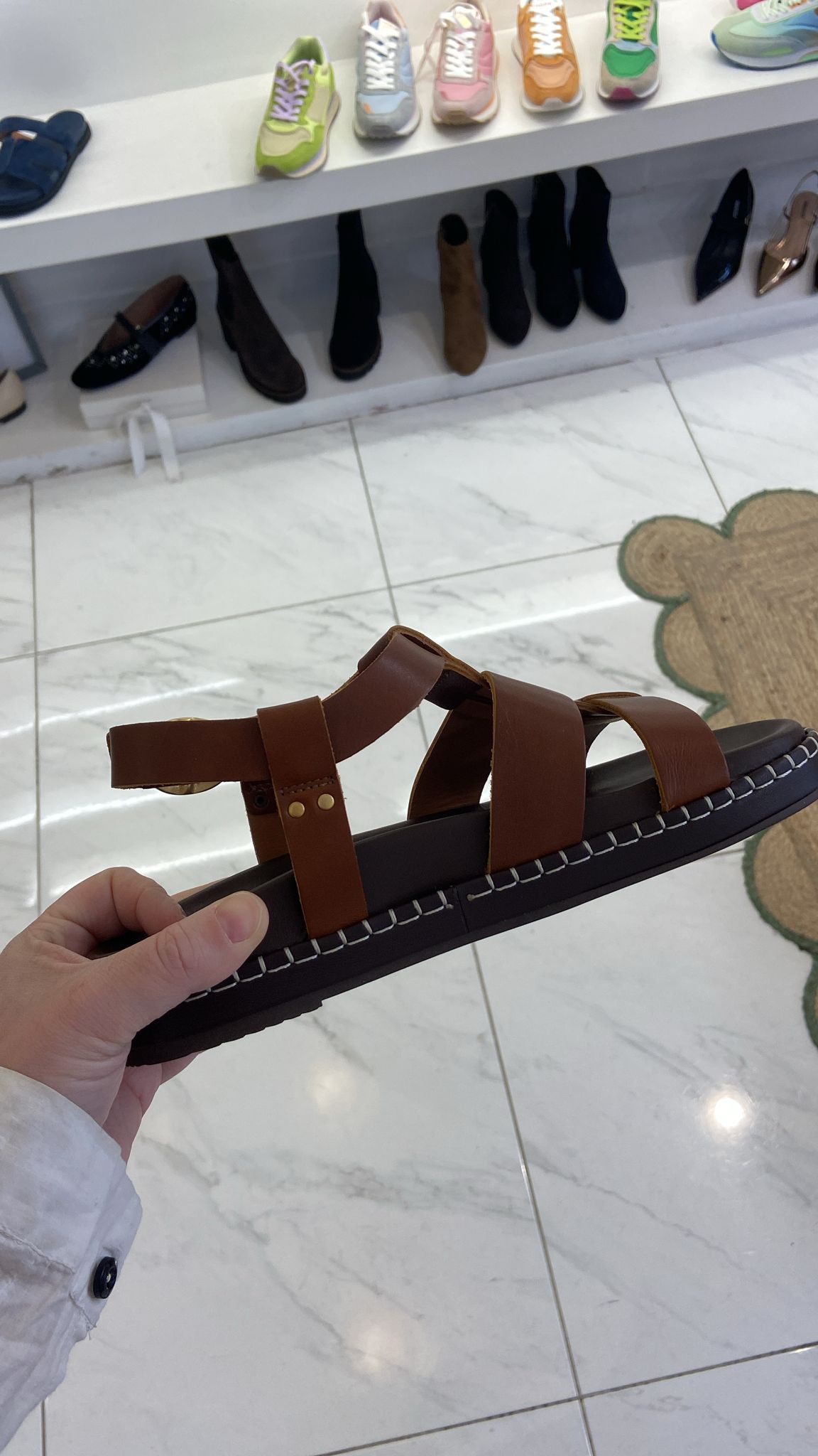 Maison Toufet brown leather flat sandals shoes