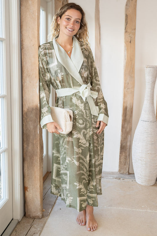 Pandora Robe - Vintage Damask Sage
