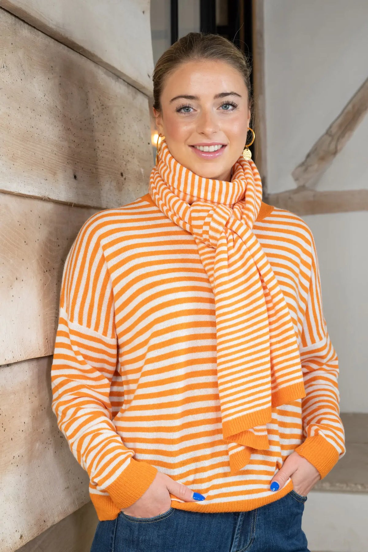Benedict Jersey in Ecru/Orange
