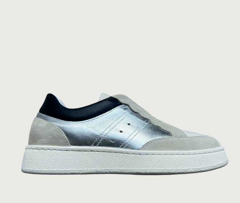 JANE GALLAND silver scalloped trainers shoes