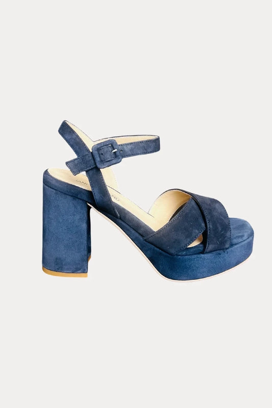 Jane Galland JULIETTE Navy Suede Platform Sandals