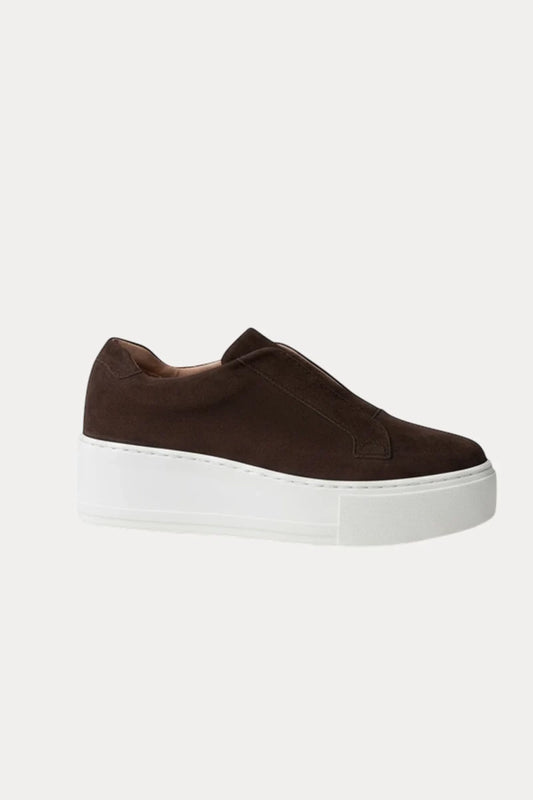 Jane Galland Marie Chocolate Suede Flatform Trainers