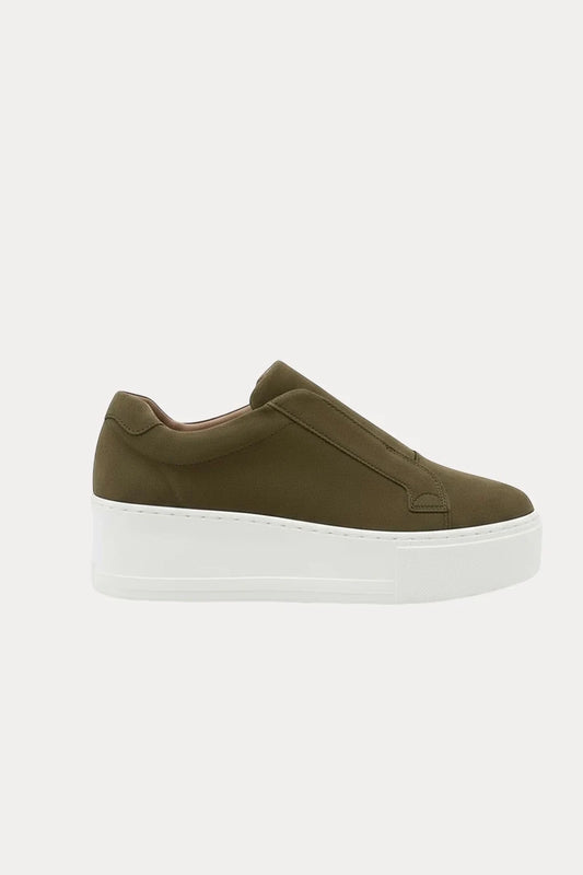 Jane Galland Marie Khaki Suede Flatform Trainers