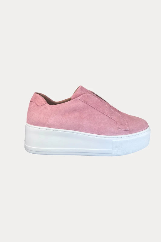 Jane Galland Marie Pink Suede Flatform Trainers