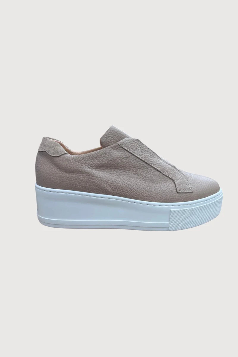 Jane Galland MARIE Taupe Leather Flatform Trainers