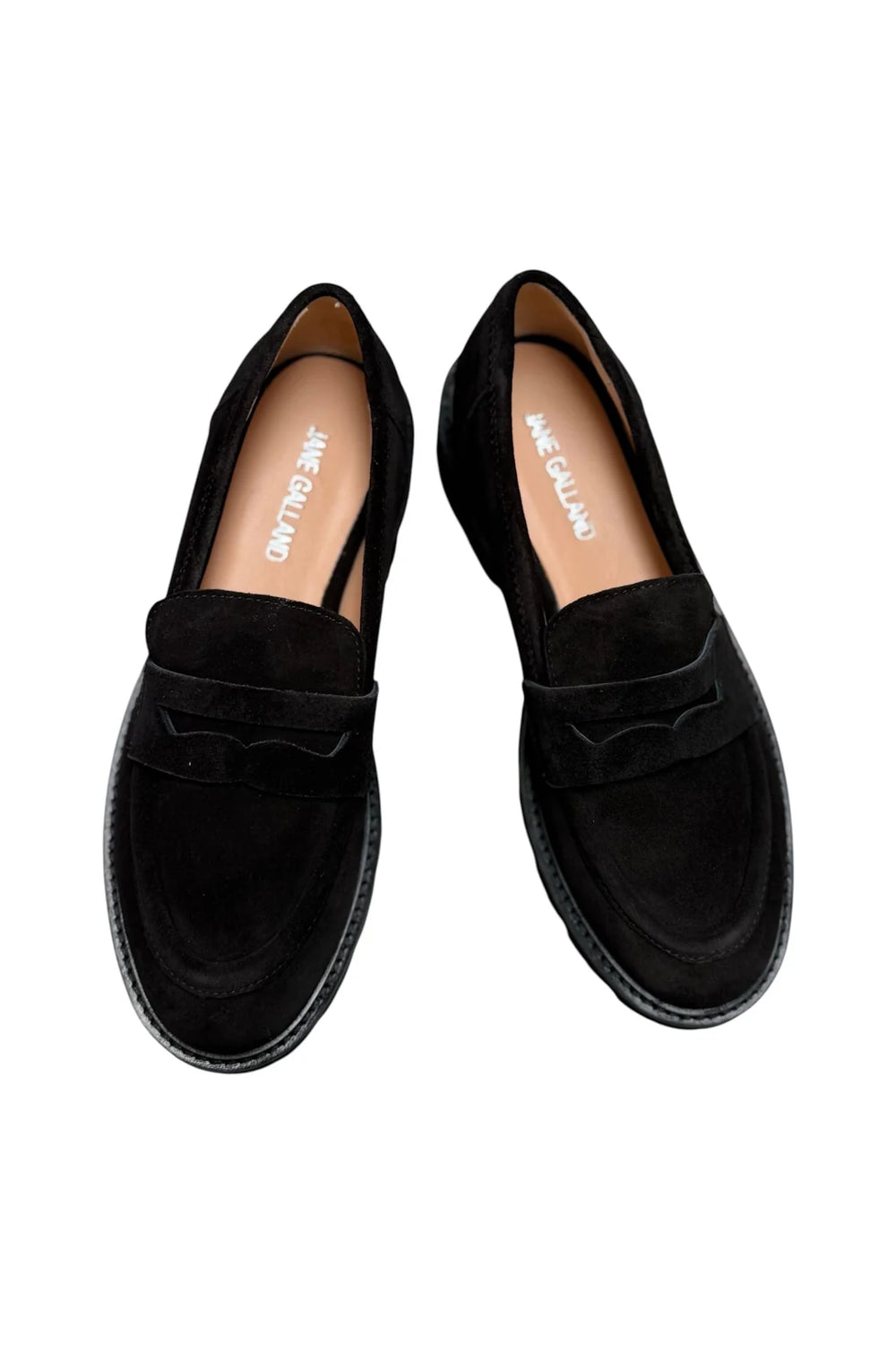 Jane Galland SALLY Black Suede Chunky Loafers