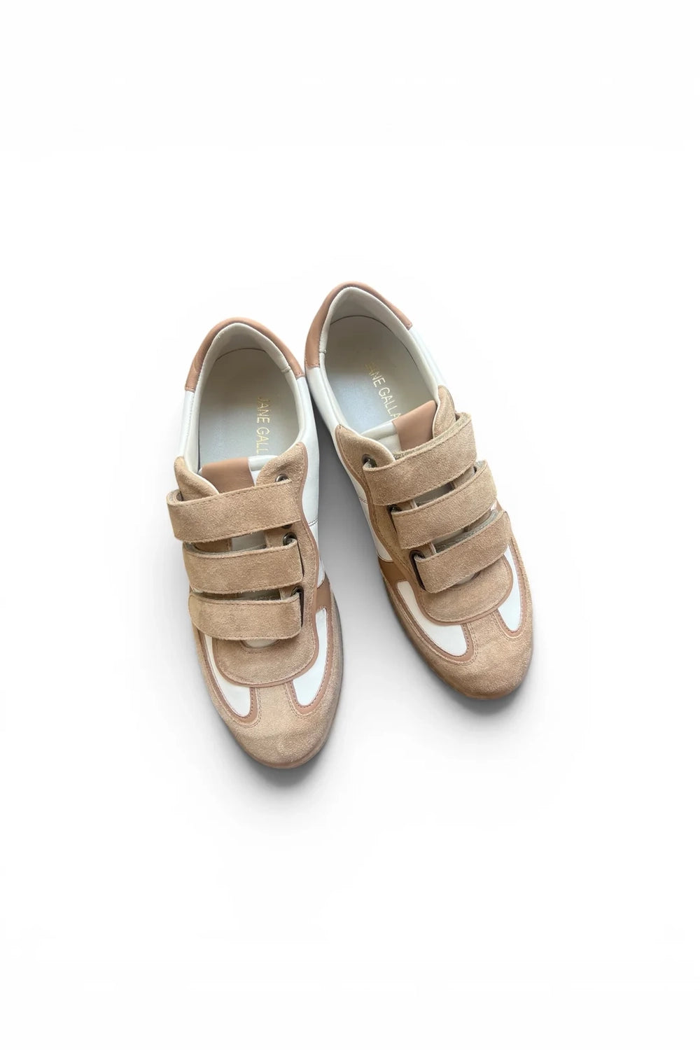 Jane Galland SONJA Beige Suede Velcro Trainers