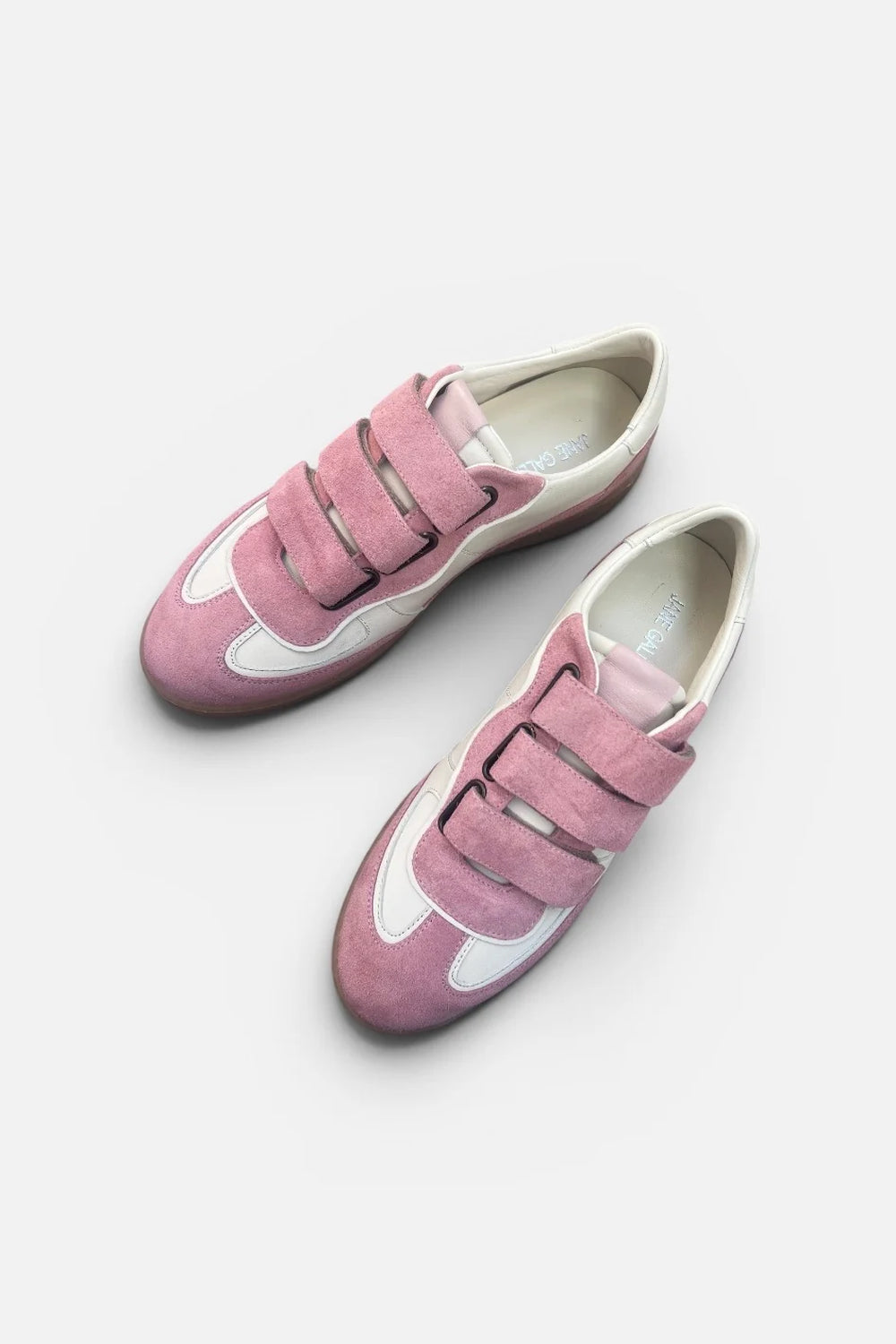 Jane Galland SONJA Pink Suede Velcro Trainers