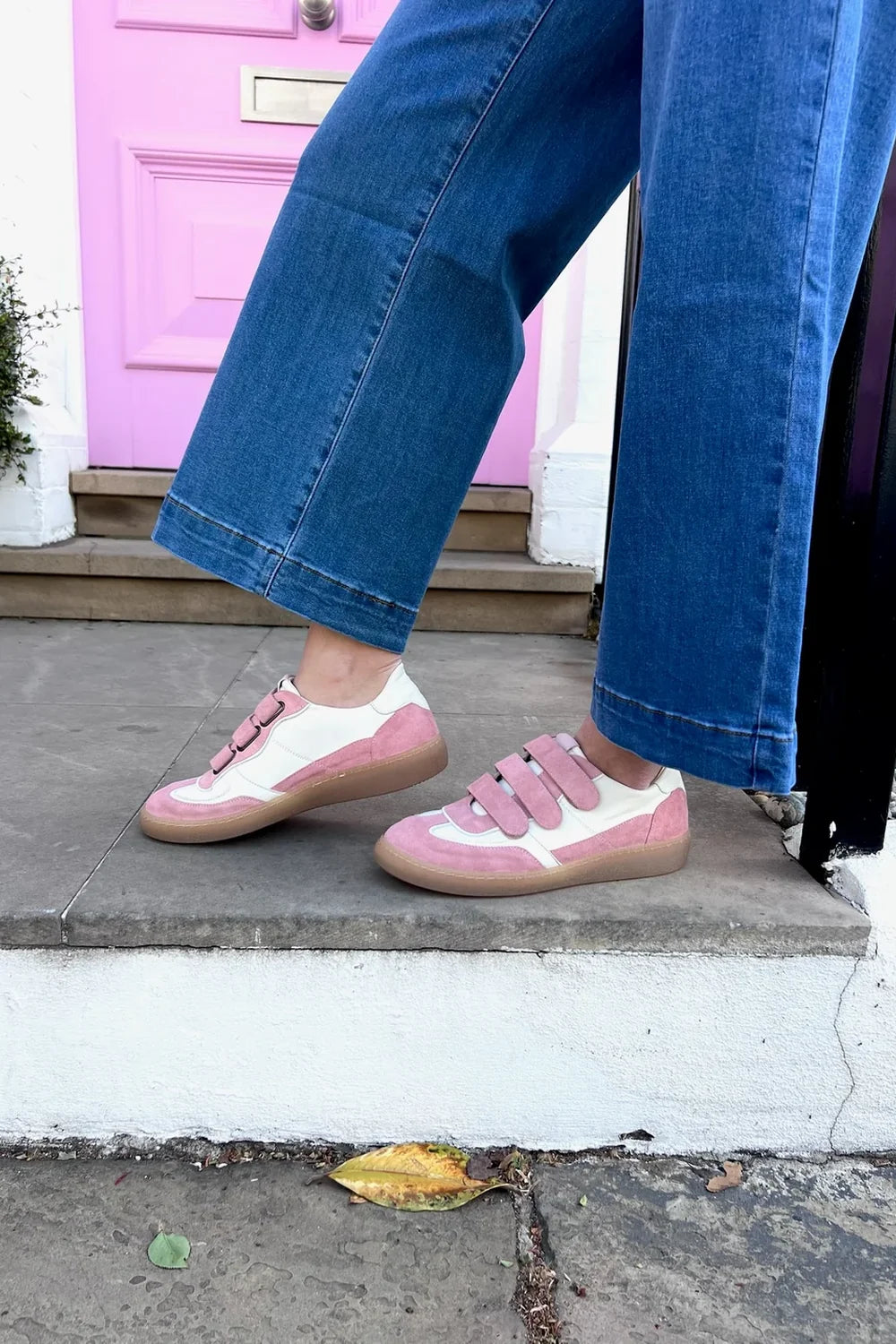Jane Galland SONJA Pink Suede Velcro Trainers