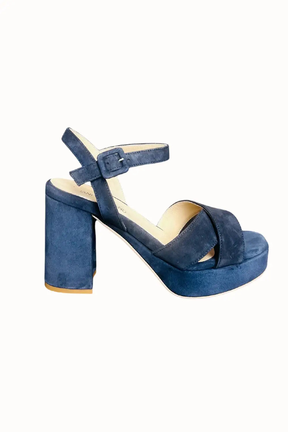 Jane Galland JULIETTE Navy Suede Platform Sandals