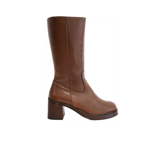 Jane Galland BROWN LEATHER mid calf BOOTS Shoes