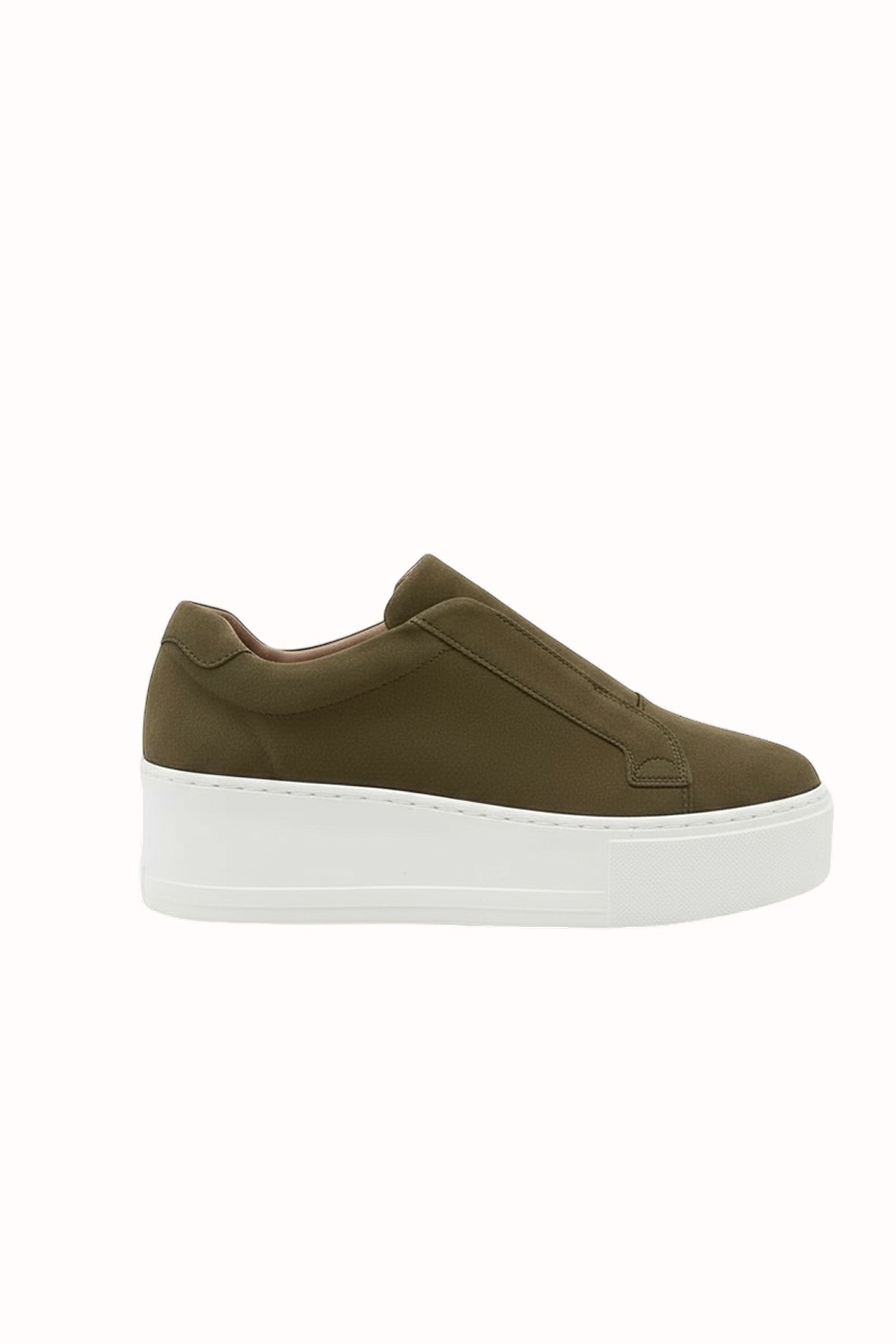 Jane Galland Marie Khaki Suede Flatform Trainers