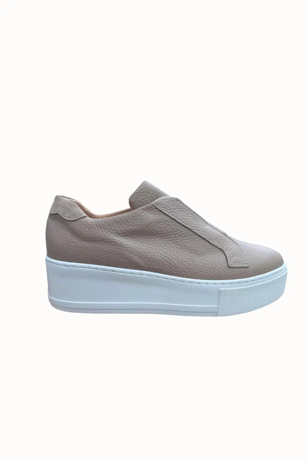 Jane Galland MARIE Taupe Leather Flatform Trainers