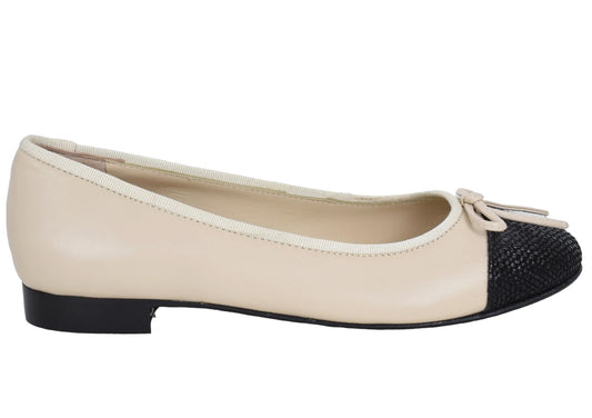 JANE GALLAND Ballerinas Beige and Black Flat Shoes