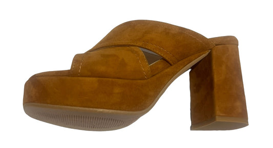 JANE GALLAND E73 Camoscio Cuoio Tan Suede Mules Shoes