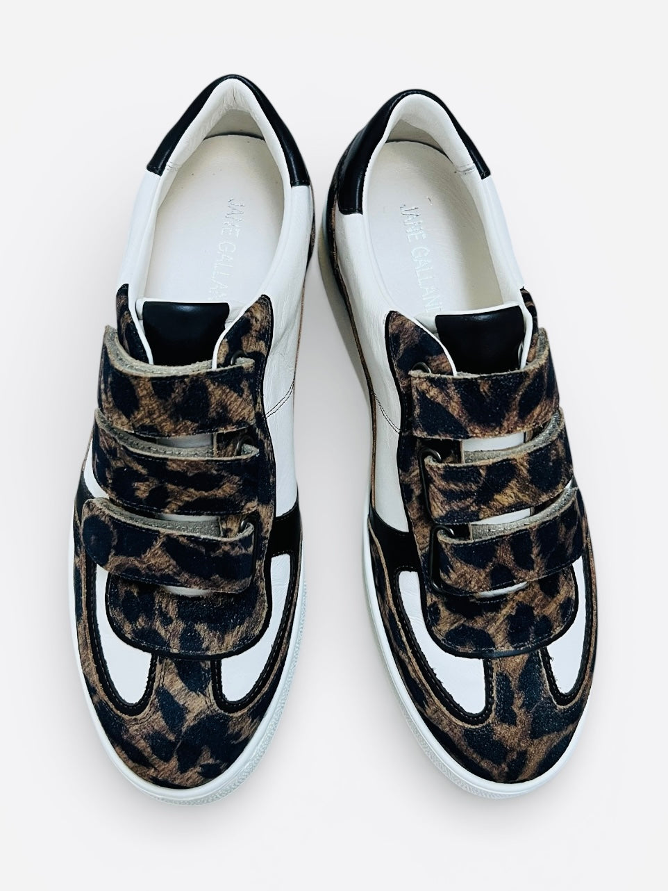 Jane Galland SONJA Leopard Velcro Trainers Shoes