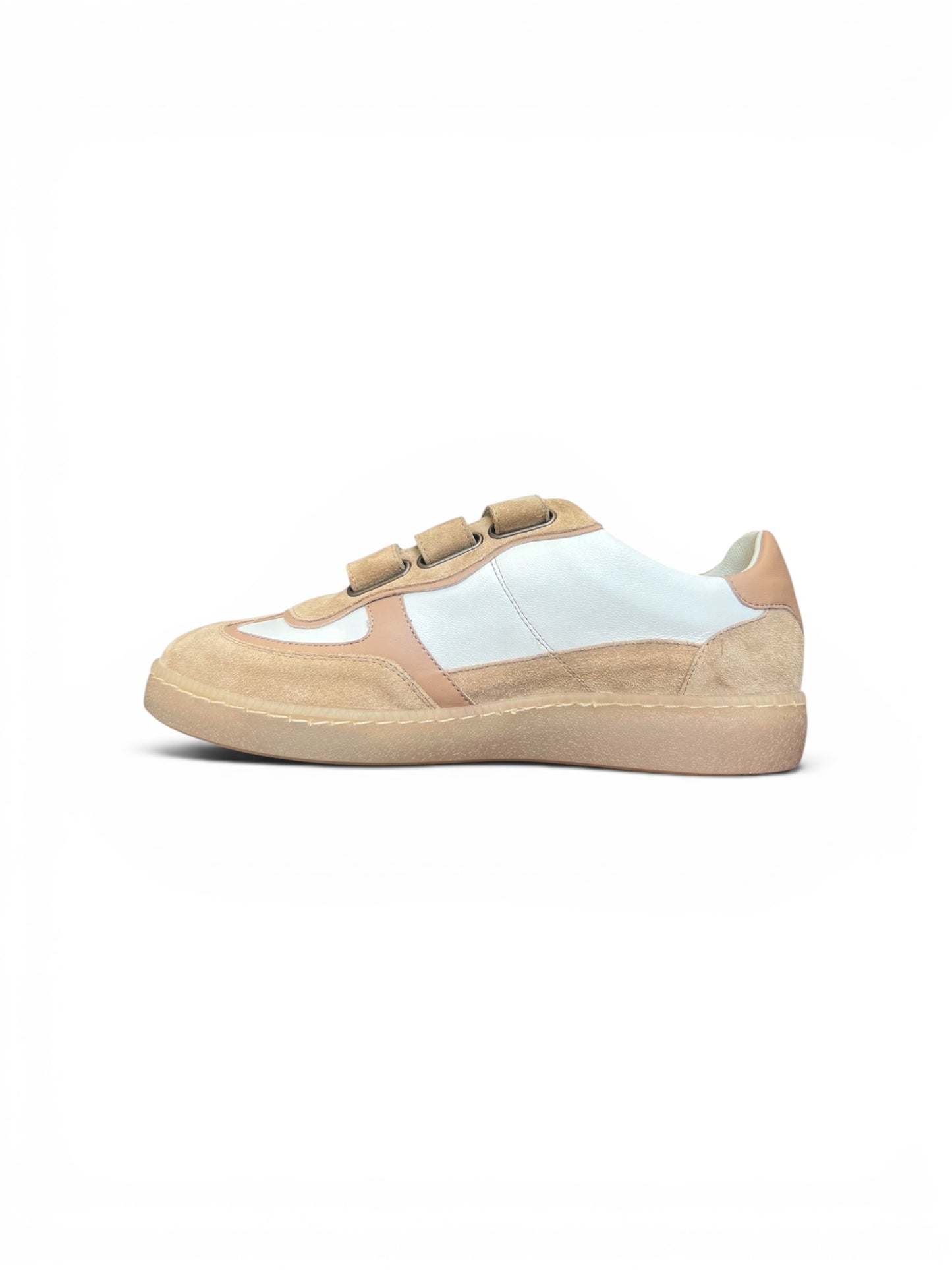 Jane Galland SONJA Beige Suede Velcro Trainers Shoes