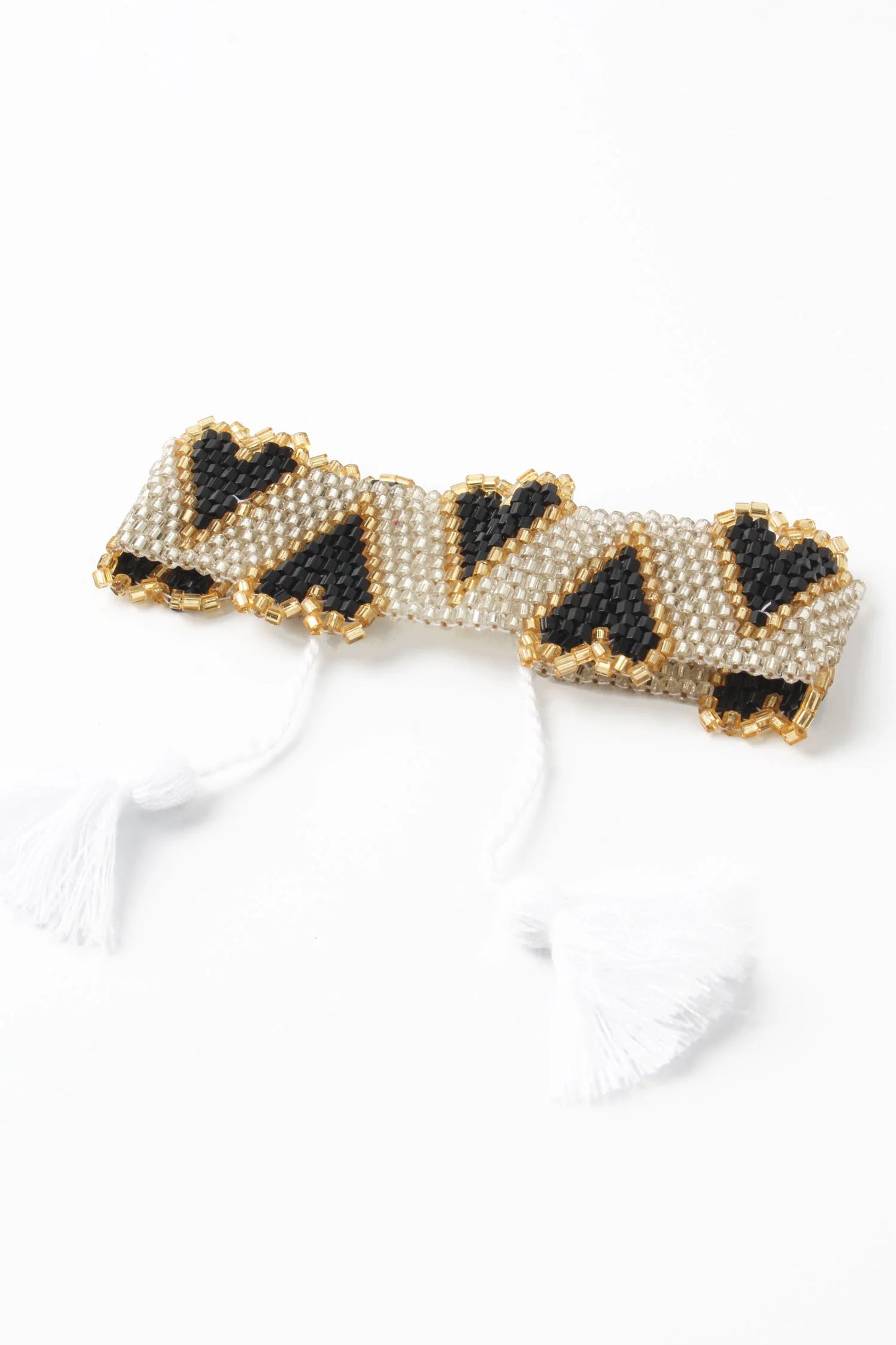 Silver & Black Heart Beaded Bracelet