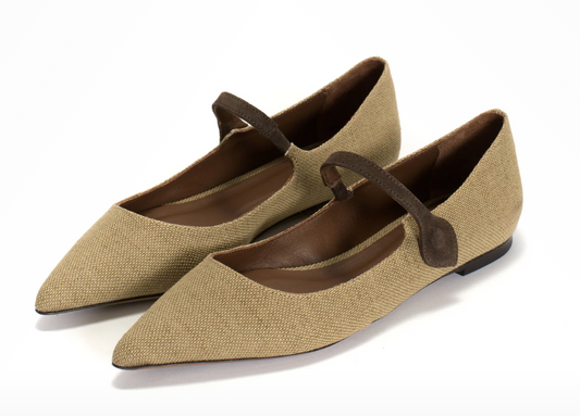 Anonymous FIFI Natural and Coffee Brown Ballerinas Shoes