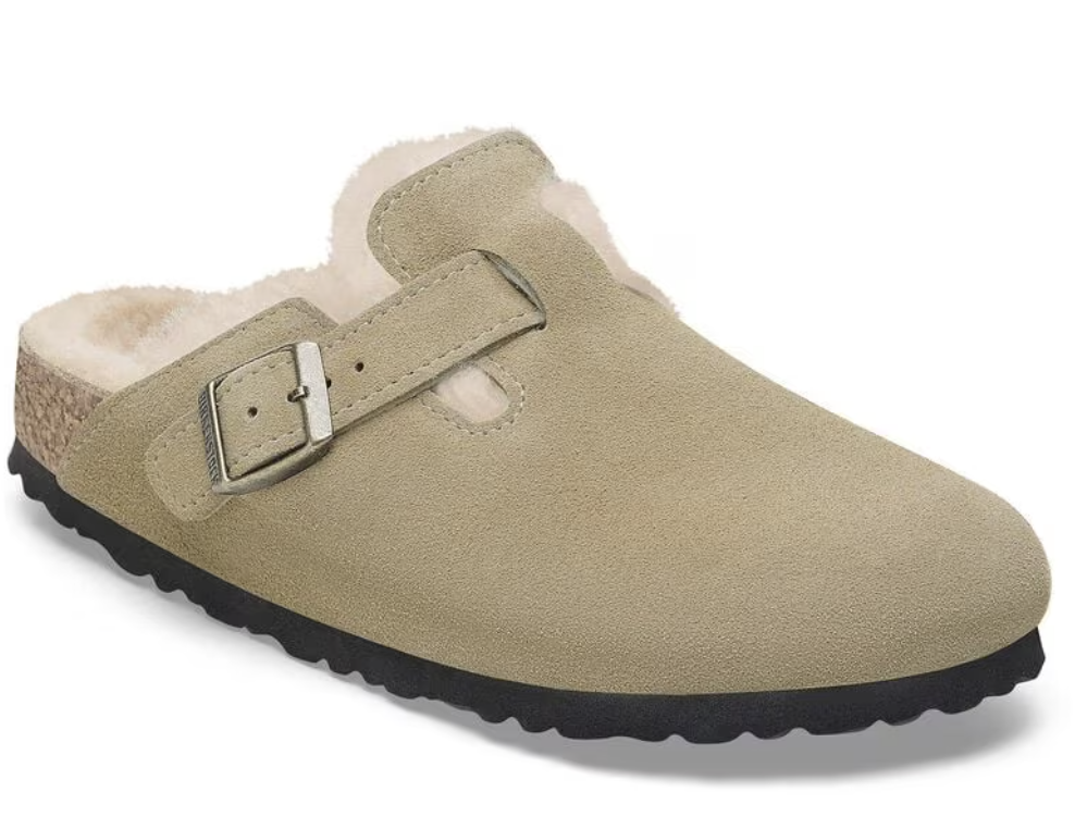 Birkenstock Boston Taupe Shearling Clogs Shoes