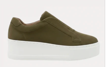 Jane Galland Marie Khaki Suede Flatform Trainers Shoes