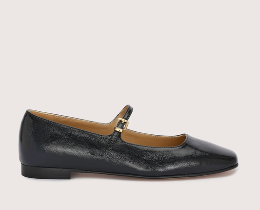 Jane Galland HELENE Black Leather Mary Jane Shoes
