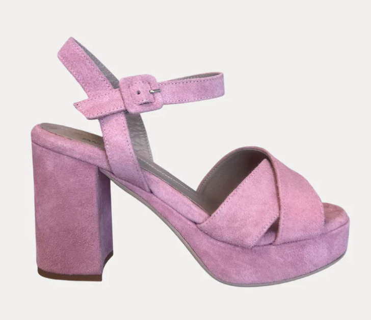 Jane Galland JULIETTE Pink Suede Platform Sandals Shoes