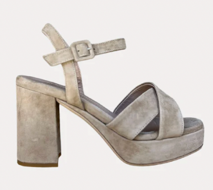Jane Galland JULIETTE Taupe Suede Platform Sandals Shoes