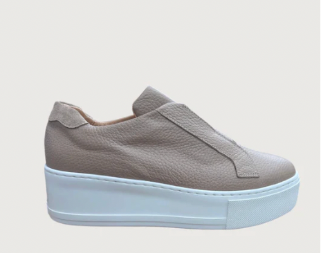 Jane Galland MARIE Taupe Leather Flatform Trainers
