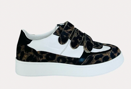 Jane Galland SONJA Leopard Velcro Trainers Shoes