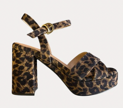 Jane Galland JULIETTE Leopard Leather Platform Sandals Shoes